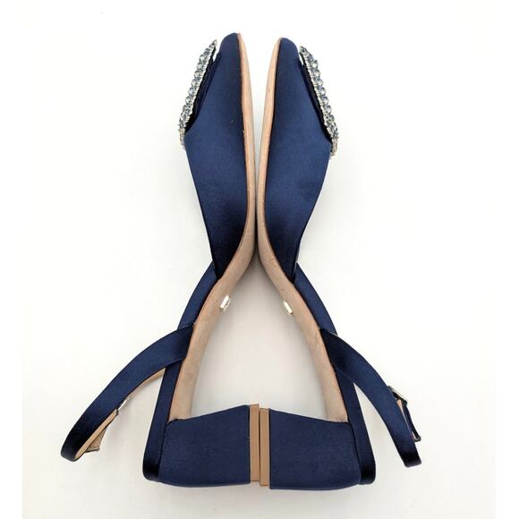 Badgley Mischka Emmie Pointed Toe Slingback Pumps Midnight Size US8.5 EU39 - Picture 6 of 11